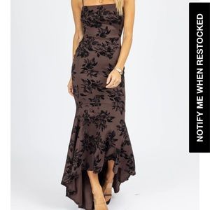 Labeye chocolate floral suede dress